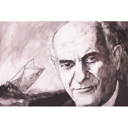 80 - † Barry Fantoni (b.1940), Portrait of Georg Solti, unsigned, pen and ink with bodycolour, 25 x 36 cm... 