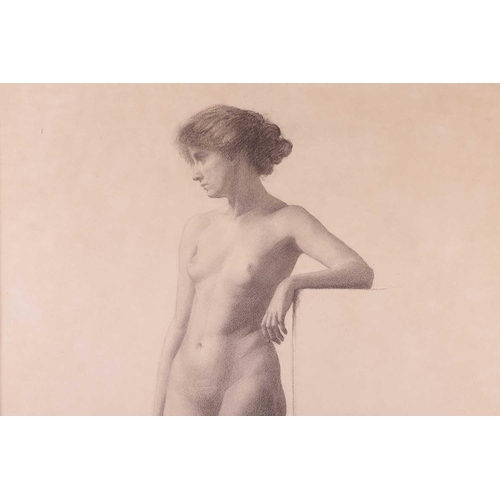 81 - Gaynor Elizabeth Bury (1890 - 1975), Royal Academy Schools study of a standing female nude, inscribe... 