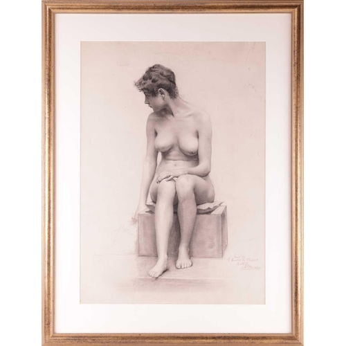 81 - Gaynor Elizabeth Bury (1890 - 1975), Royal Academy Schools study of a standing female nude, inscribe... 