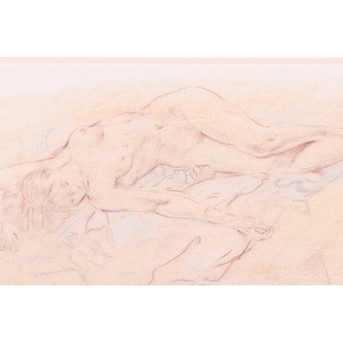 82 - † Attributed to Franco Matania (Italian, 1922 - 2006), recumbent female nude, unsigned, pencil and p... 