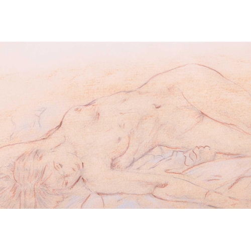 82 - † Attributed to Franco Matania (Italian, 1922 - 2006), recumbent female nude, unsigned, pencil and p... 