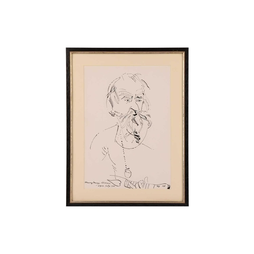 372 - Humphrey Ocean RA (b.1951), Portrait sketch of Vivian Stanshall, pen and ink, signed and dated 29th ... 