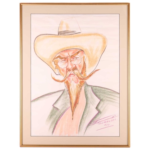 381 - A Hallam (20th century), a portrait of Vivian Stanshall, watercolour, signed and dated '72, believed... 