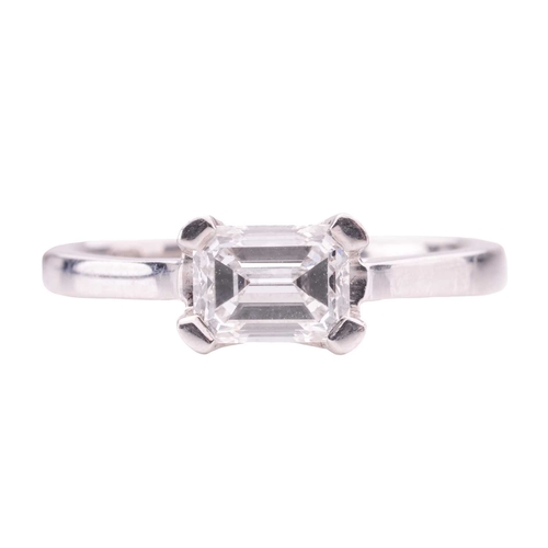 115 - A diamond solitaire ring, featuring an emerald-cut diamond, with an estimated carat, colour and clar... 