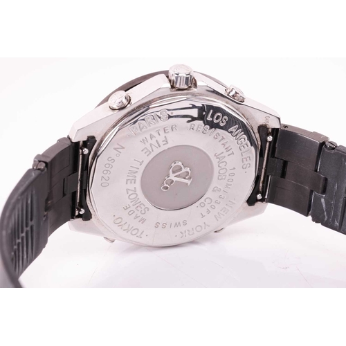 153 - A Jacob & Co Five Time Zone Diamond Set Watch. Model: Serial: S6620 Case Material: Steel Case diamet... 