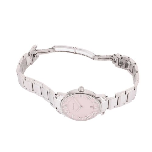 158 - A Tiffany & Co Atlas ladies' quartz wristwatch; featuring a 29mm pink dial with Roman numeral batons... 