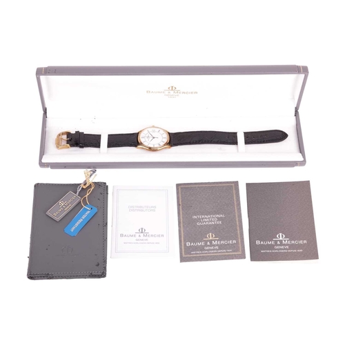 166 - An 18ct gold watch, by Baume & Mercier. With box and paperwork Serial: 2318954 Year: 1997 Approx Cas... 