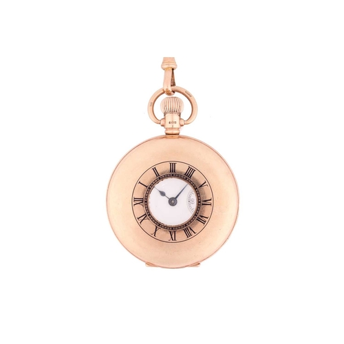 178 - An early twentieth-century 9ct gold half-hunter pocketwatch, by Waltham, featuring a cream face with... 