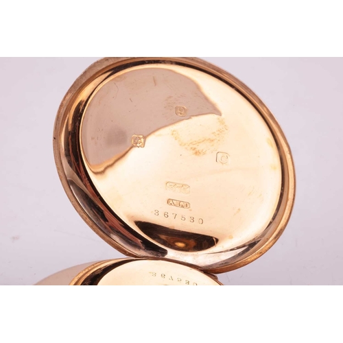 178 - An early twentieth-century 9ct gold half-hunter pocketwatch, by Waltham, featuring a cream face with... 