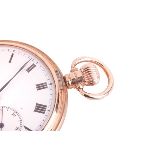 195 - A 9ct gold half-hunter pocket watch featuring a keyless wound Swiss movement in a yellow gold case m... 