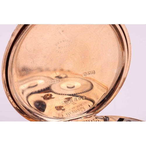 197 - A 9ct gold Waltham open-face pocket watch and a 9ct gold Albert chain. Featuring a keyless wound mov... 