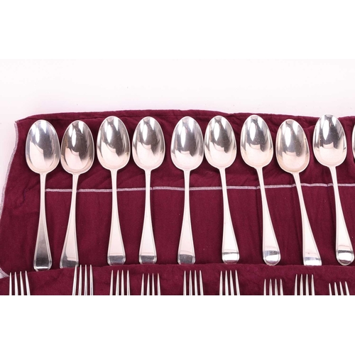 209 - A George IV silver canteen of Old English thread flatware, by James & Walter Marshall, Edinburgh 182... 