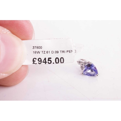 73 - A tanzanite and diamond-set pendant, featuring a trilliant-cut tanzanite, with an estimated carat we... 