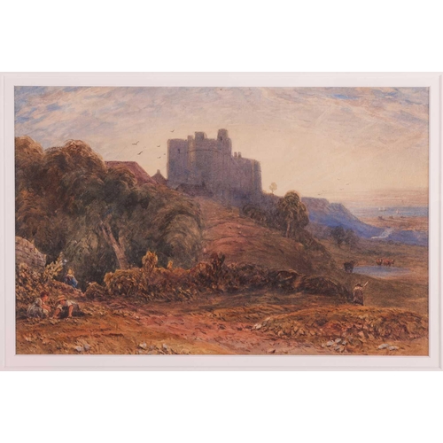 11 - David Cox Jnr. (1808 - 1885), Hilltop Castle with sea beyond, unsigned, watercolour, 19.5 x 29.5 cm,... 