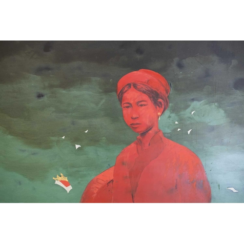 22 - Bui Huu Hung (Vietnamese, b.1957), Portrait of a Lady in Red, signed 'Bui Huu Hung' (lower right), L... 