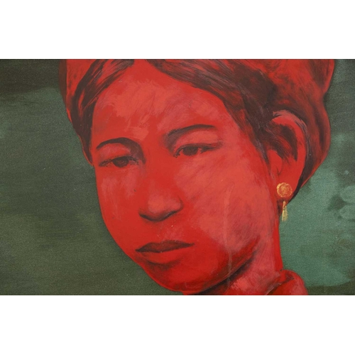 22 - Bui Huu Hung (Vietnamese, b.1957), Portrait of a Lady in Red, signed 'Bui Huu Hung' (lower right), L... 