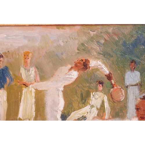 50 - European School (Early 20th Century), The Doubles Tennis Match, unsigned, oil on canvas, 27 x 38 cm,... 