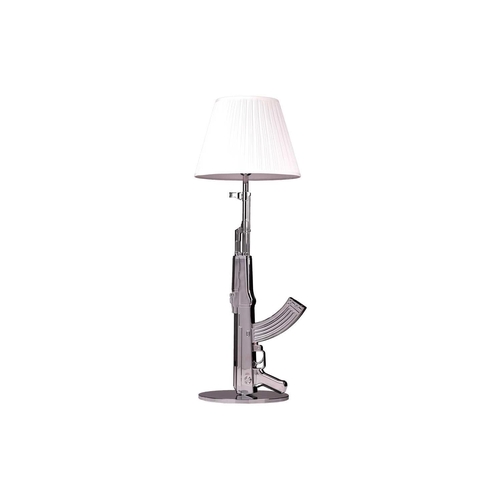 20 - Philippe Starck for Flos, a large chrome metal table lamp modelled as an AK47, the circular base imp... 