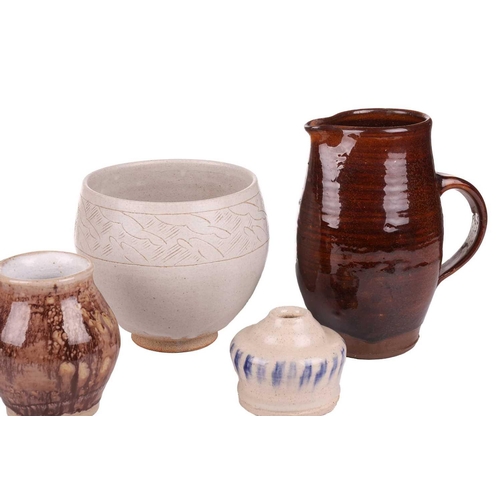 51 - A collection of 20th-century Studio Pottery items, to include an Art Deco style open bowl with incis... 