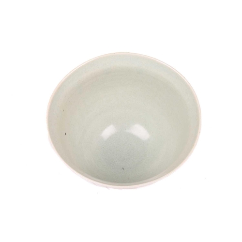 58 - David Leach (1911-2005), a pale celadon green footed bowl, of ribbed design, indistinct impressed ma... 