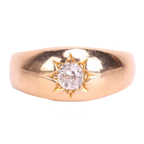 160 - A diamond single-stone ring, featuring an old-cut diamond with an estimated weight of 0.35ct, in a s... 