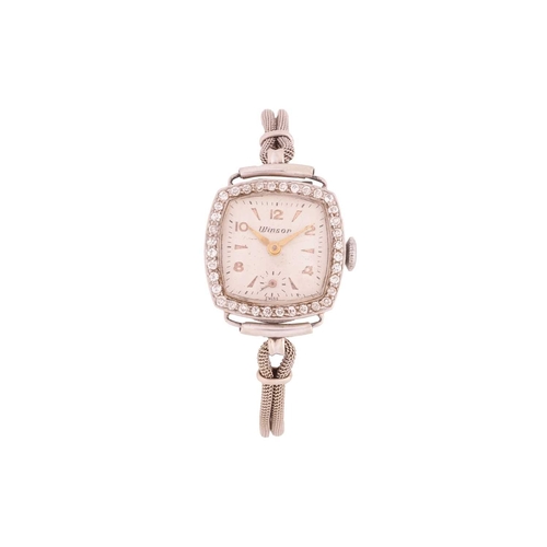 192 - A diamond-set ladies cocktail wristwatch by Winsor, featuring a mechanical hand-wound movement in a ... 