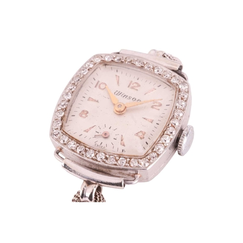 192 - A diamond-set ladies cocktail wristwatch by Winsor, featuring a mechanical hand-wound movement in a ... 