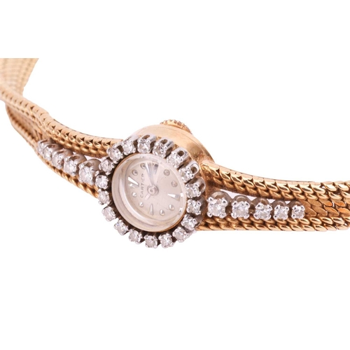 208 - A Cartier diamond set cocktail watch, featuring a hand-wound mechanical movement in an 18ct yellow g... 