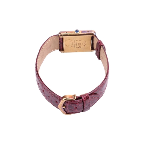 216 - A Must De Cartier Tank Mechanical Vermeil Watch. Serial: 6 222608, Case Material: Silver-gilt, Case ... 