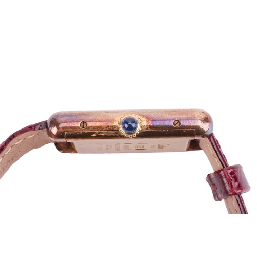 216 - A Must De Cartier Tank Mechanical Vermeil Watch. Serial: 6 222608, Case Material: Silver-gilt, Case ... 