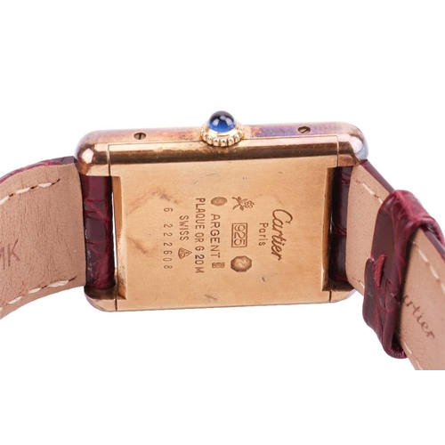 216 - A Must De Cartier Tank Mechanical Vermeil Watch. Serial: 6 222608, Case Material: Silver-gilt, Case ... 