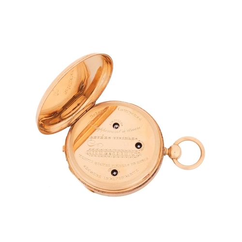237 - An 18ct yellow gold open-face pocket watch, featuring a key wound movement in an 18ct gold case meas... 