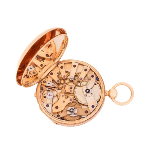 237 - An 18ct yellow gold open-face pocket watch, featuring a key wound movement in an 18ct gold case meas... 