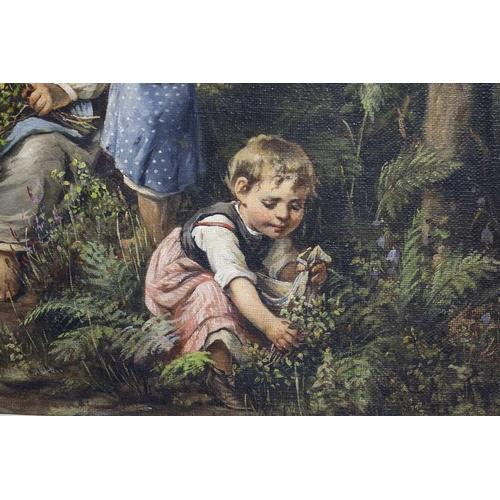 107 - Rosa Schweninger (1849-1918) Austrian, 'Die Kleinen Beerenpflückers' [The Little Berry Pickers], lar... 