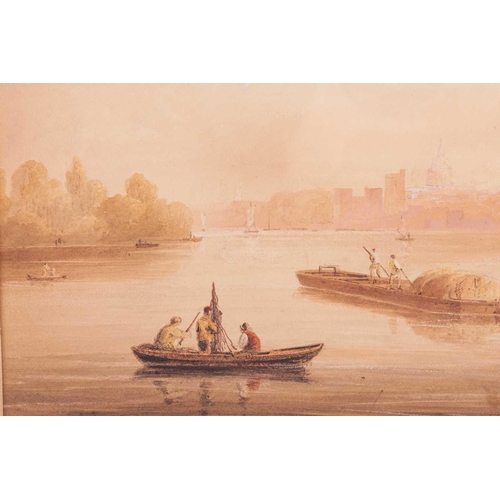 109 - Anthony Vandyke Copley-Fielding (1878 - 1855), Lambeth Palace and St Pauls from the River Thames, si... 