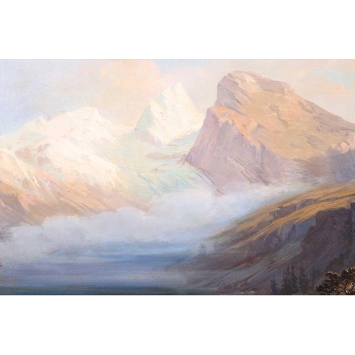 110 - Josef Arnold (1788-1879) Austrian, 'Glescherpartie', oil on canvas, signed and dated 1853, 46.5 cm x... 