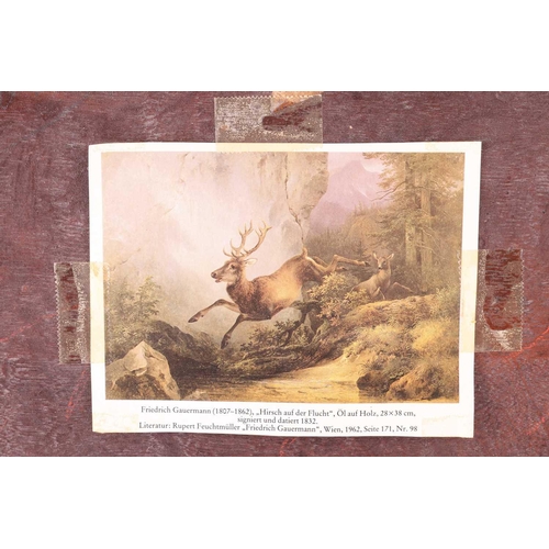 124 - Attributed to Friedrich Gauermann (1807-1862) Austrian, two Roe Deer in a mountain landscape, oil on... 