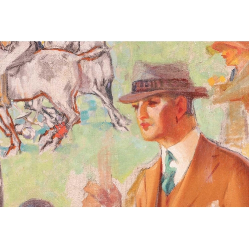 128 - John E. Sheridan (American, 1880 - 1948), At the polo match, oil on canvas, 72 x 57.5cm, framed 90 x... 