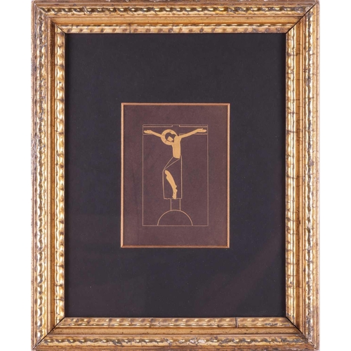 138 - Eric Gill (1882-1940), 'Study of the Crucifixion', woodcut, 17.5 cm x 13 cm framed and glazed, 44 cm... 