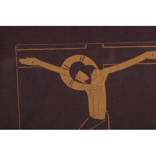 138 - Eric Gill (1882-1940), 'Study of the Crucifixion', woodcut, 17.5 cm x 13 cm framed and glazed, 44 cm... 