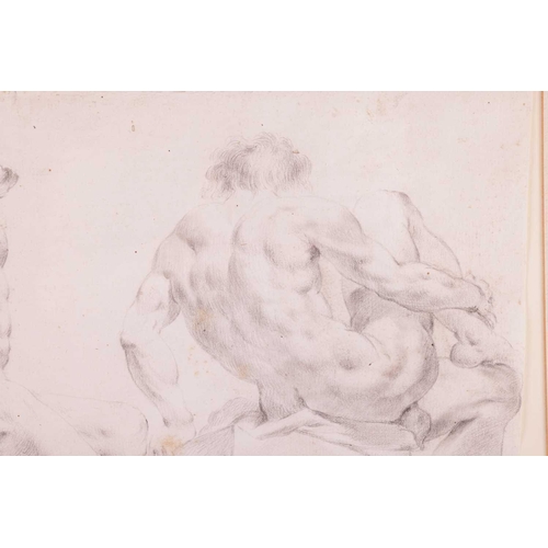 149 - Italian School 18th century, Study of two seated nudes from behind, black chalk on laid paper, 29.5 ... 