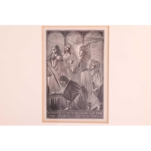 150 - Eric Gill (1882-1940) British, 'Christ and the Money Changers' and 'Ascension, 1918', wood engraving... 