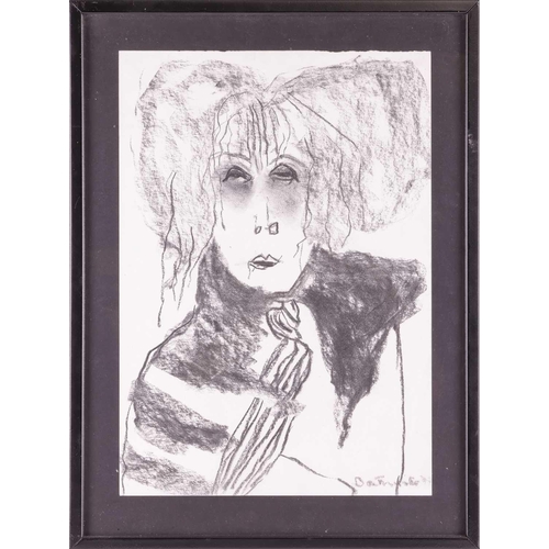 171 - † Pat Douthwaite (1939-2002), Self-Portrait, signed 'Douthwaite' (lower right), charcoal, 42 cm x 29... 
