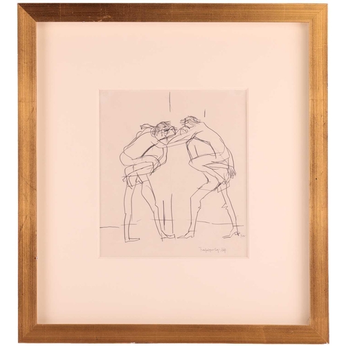 172 - † Keith Vaughan (1912-1977), 'Revellers in Trafalgar Square, New Year's Eve 1964', pencil, signed, i... 