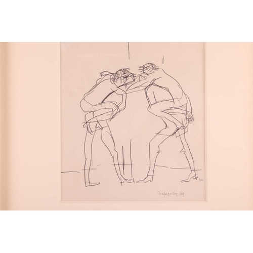 172 - † Keith Vaughan (1912-1977), 'Revellers in Trafalgar Square, New Year's Eve 1964', pencil, signed, i... 