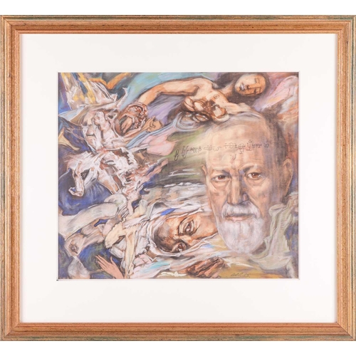 176 - † Austin Osman Spare (1888-1956) British, Portrait of Sigmund Freud, signed 'AOS' and dated 55, colo... 