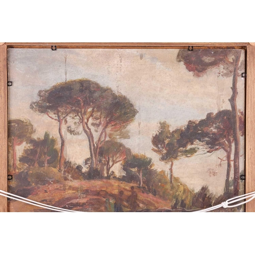 2 - George Spencer Watson (1869-1934), 'Marcote on Lake Lugano, An alpine landscape' (verso), oil on boa... 