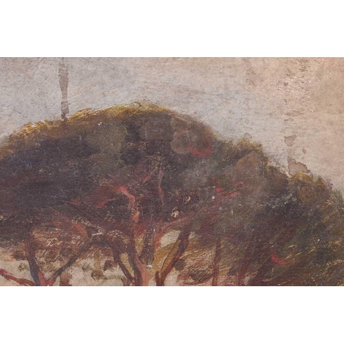 2 - George Spencer Watson (1869-1934), 'Marcote on Lake Lugano, An alpine landscape' (verso), oil on boa... 