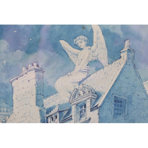 205 - Charles Altamont Doyle (1832 - 1893), 'Angel on the Roof of', pen and blue ink and watercolour, sign... 