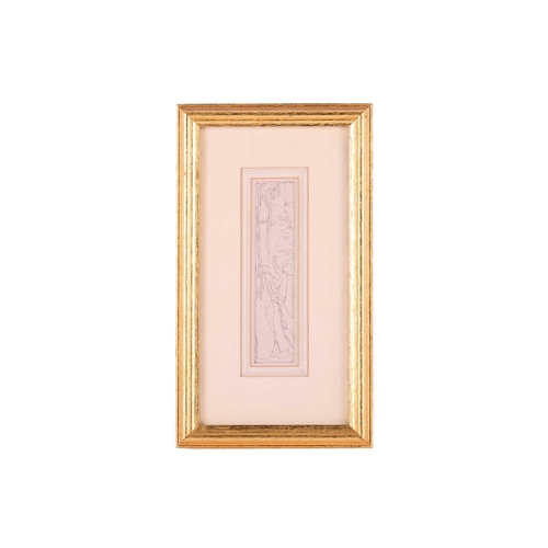 207 - Jessie M. King (1875-1949) Scottish, Design for Rapunzel, pen and ink, image 15 cm x 4 cm, framed 30... 